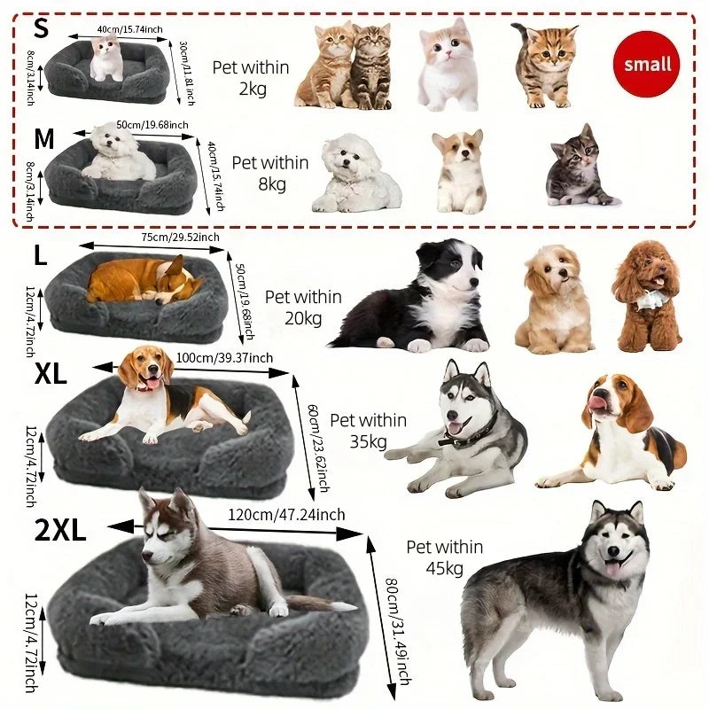 Calming Dog Bed Orthopedic Memory Foam Sofa Couch Waterproof Removable Cover Plush Mat for Small, Medium, and Large Dogs