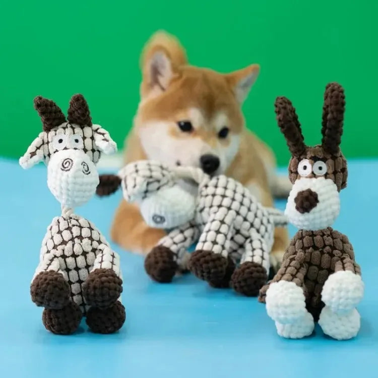 Plush Squeaky Puppy Chew Toys Teething Training Dog Toys for Small Dogs Cute Donkey or Bunny Designs