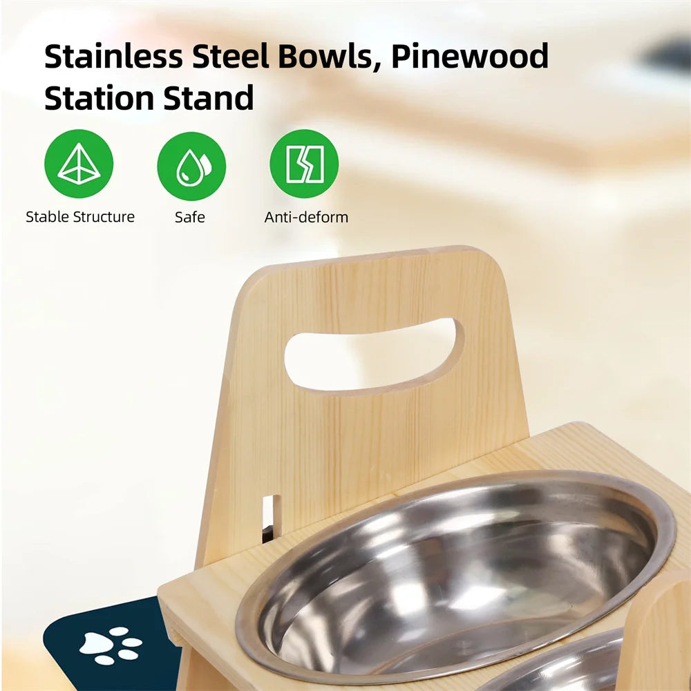 Height Adjustable Elevated Dog Bowls Tall Raised Feeder Stand Dog Food Water Bowl Feeder Station for Small, Medium and Large Dogs
