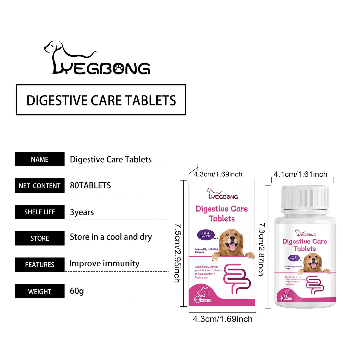 Pet Probiotic Chewable Tablets for Dogs Digestive Health Gut Flora Immune Support Diarrhea Relief Prebiotics Digestive Enzymes Chicken Flavor Daily Supplement for Puppy Sensitive Stomach Safe Natural Effective