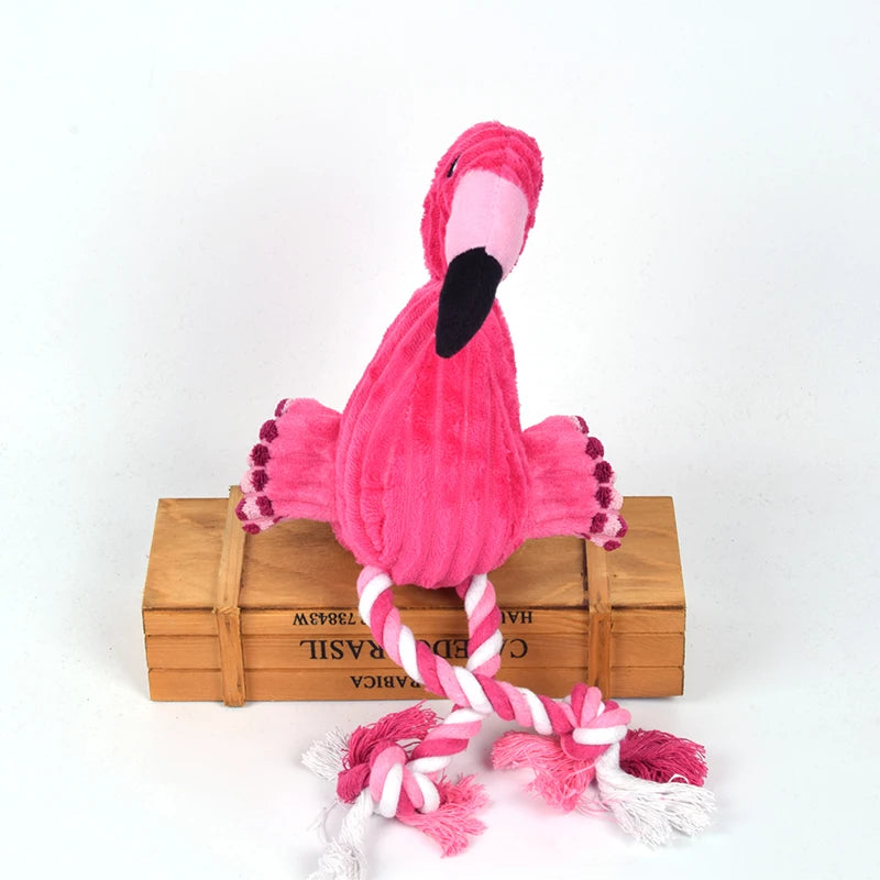 Plush Flamingo Pet Squeaky Toys for Small Dogs Clean Teeth Puppy Dog Chew Toy Squeak Pets Accessories Dog Supplies Octopus Chick
