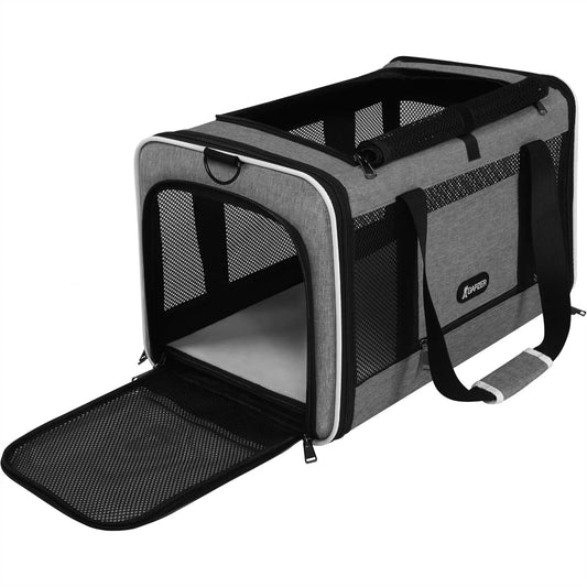Soft Pet Carrier Bag 18x11x11 Top Load Travel Crate for Dogs, Puppies and Other Animals Under 25 lbs with Escape-Proof Zippers