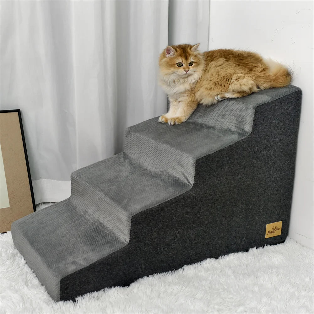 Small Dog Stairs, Ramp, Ladder High-Density Foam Sponge Dogs Sofa Removable and Washable Training Pet Ramp Stairs 3/4/5 Steps