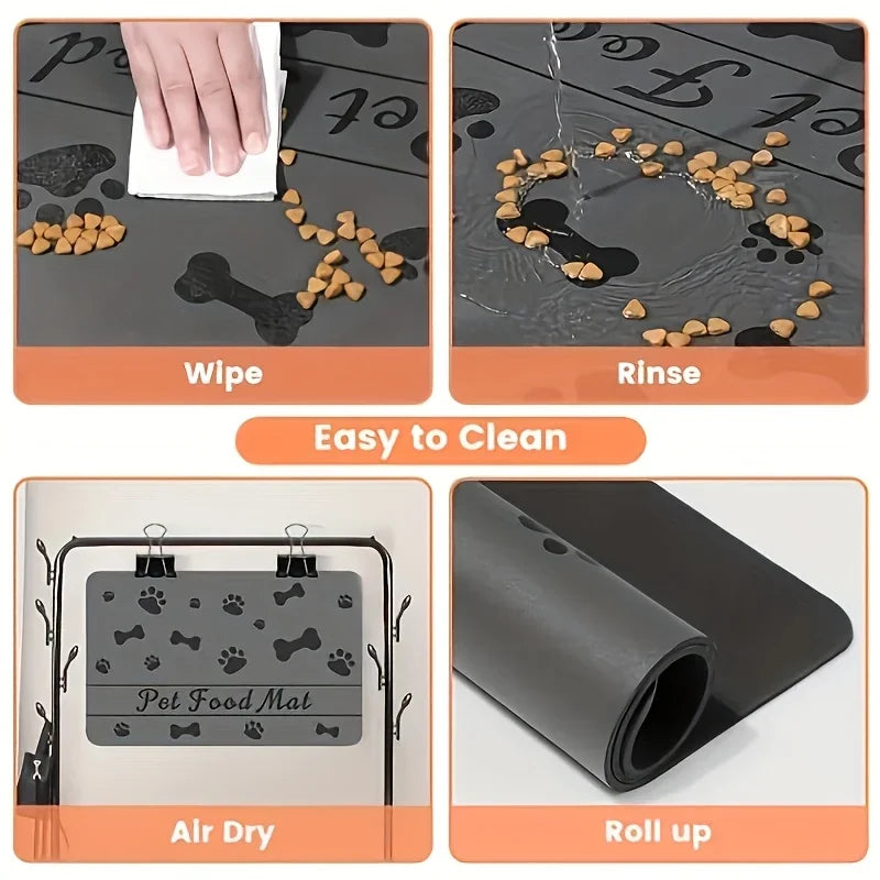 Absorbent Placemat For Dogs, Pet Feeding Mat For Food And Water Bowls, Waterproof Rubber Backing Quick Dry Water Dispenser Mat