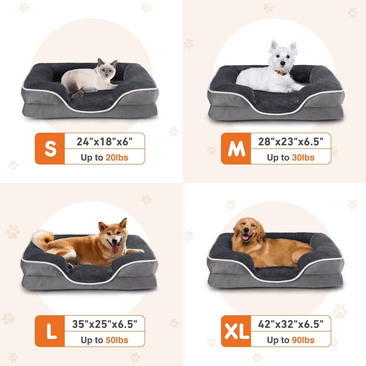 Orthopedic Dog Bed Memory Foam Pet Bed for Small Dogs with Washable Removable Cover Non-Slip Base Waterproof Liner