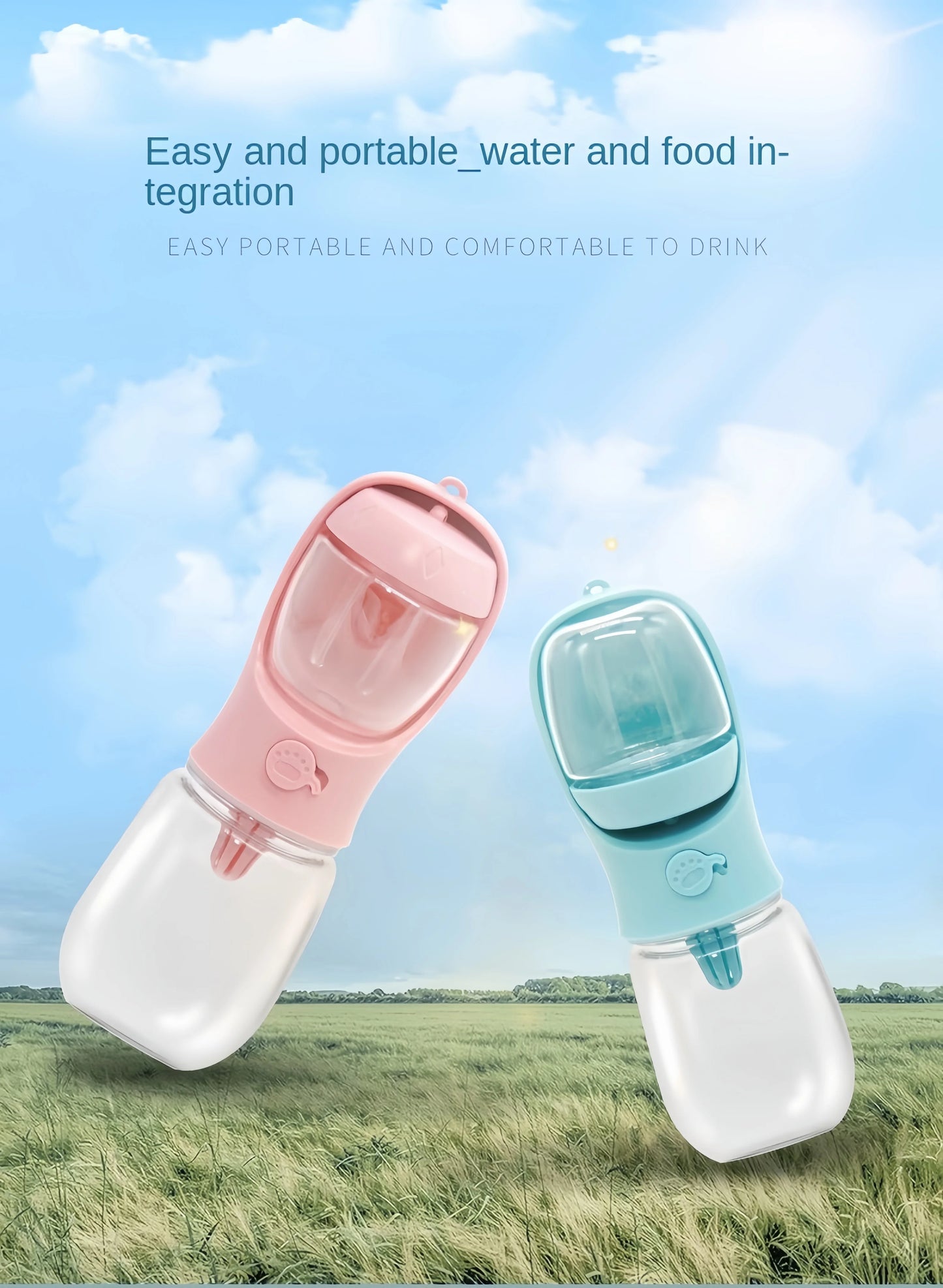 Portable Dog Water Bottle with Storage Food and Water Container for Small Dogs Feeder Bowl Outdoor Travel Supplies