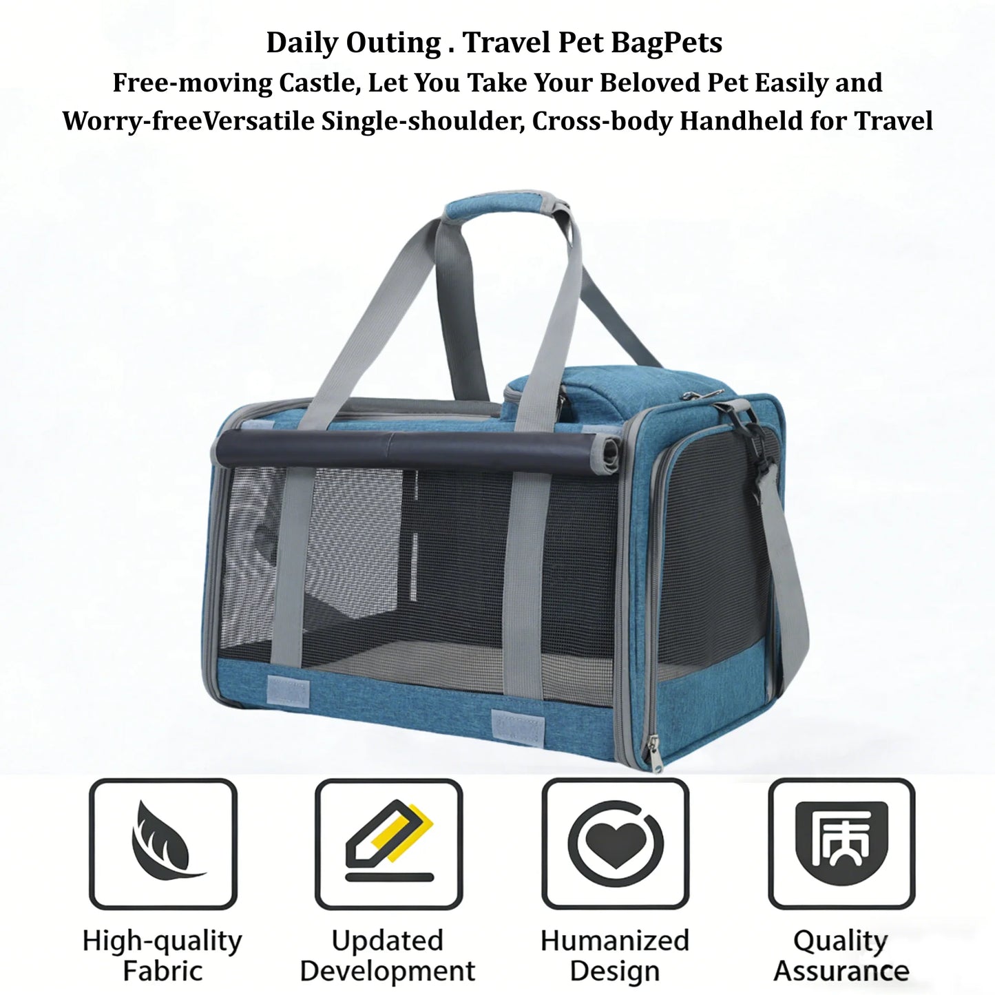Portable Expandable Small Dog Travel Bag Soft-Sided Transparent Breathable Lightweight Handheld or Crossbody Outdoor Pet Bag Stylish