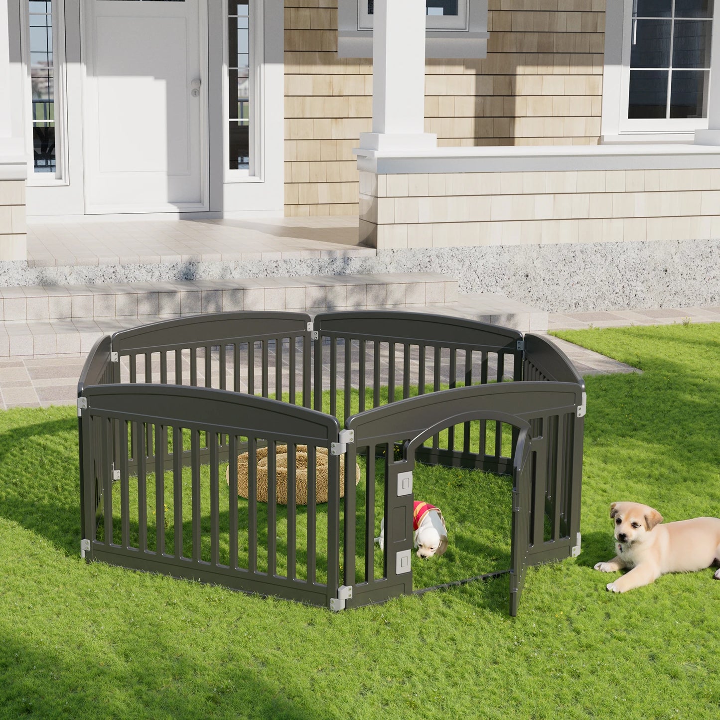 Plastic Dog Playpen 6 Panel 24 inch Expandable Durable Pet Fence for Medium Dogs Indoor Outdoor Folding Portable Puppy Playpen