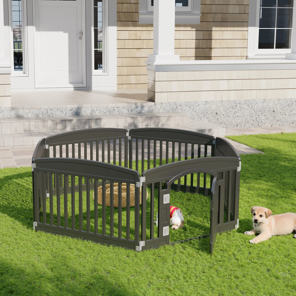 Plastic Dog Playpen 4 and 6 Panel 24 Inch Expandable Durable Pet Fence for Medium Dogs Indoor Outdoor Folding Portable Puppy Playpen