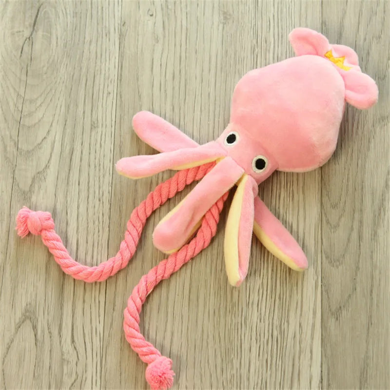 Plush Flamingo Pet Squeaky Toys for Small Dogs Clean Teeth Puppy Dog Chew Toy Squeak Pets Accessories Dog Supplies Octopus Chick