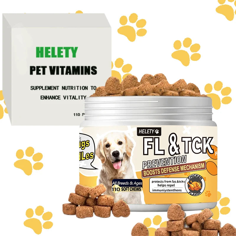 Dogs Chewables, Flea and Tick Prevention for Dogs, Dog Allergy Chews, Dog Itching Skin Relief & Skin Repair, Flea Treatment Dogs