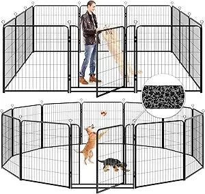 Dog Playpen Outdoor Extra Wide 16 Piece Panels Heavy Duty Anti-Rust Coating-Strengthened Dog Fence 40 Height