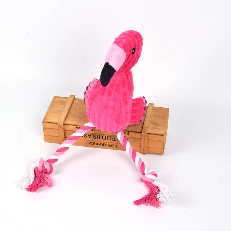 Plush Flamingo Pet Squeaky Toys for Small Dogs Clean Teeth Puppy Dog Chew Toy Squeak Pets Accessories Dog Supplies Octopus Chick