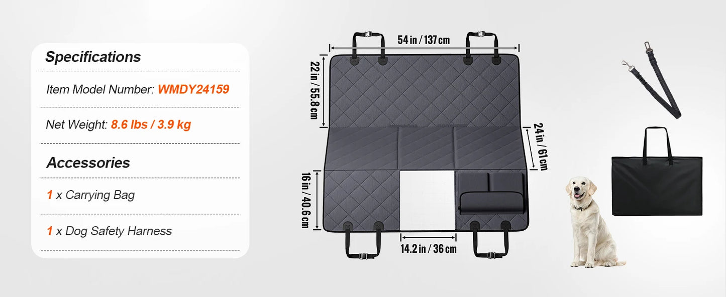 Back Seat Extender for Dogs Dog Hammock for Car Back seat Waterproof Hard Bottom Dog Car Seat Cover for Back Seat