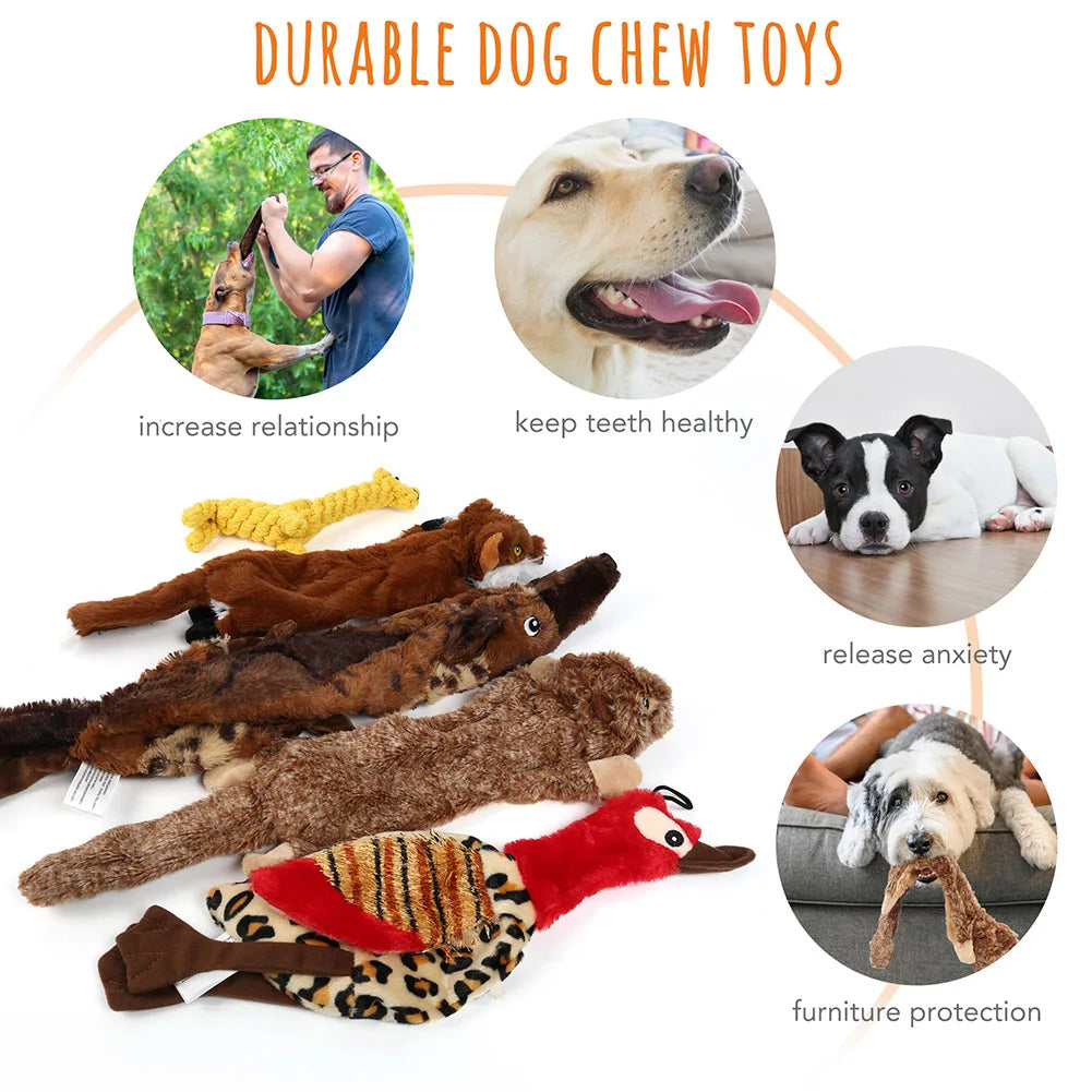 5 Piece Crinkle Dog Squeaky Toys, Durable Plush Dog Toys, No Stuffing Dog Toys for Small Medium and Large Dogs