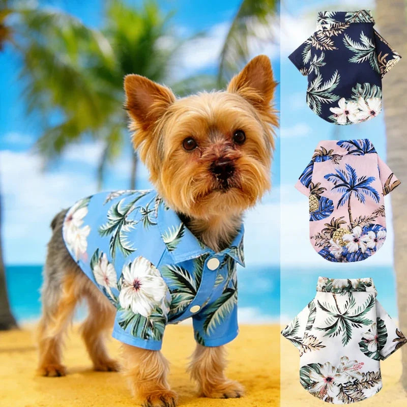 Hawaiian Beach Style Summer Dog Shirt Light‑Breathable Pet Clothes For Small Medium Puppy Dogs Cats Fit For Pug French Bulldog Vacation Outdoor Pet Apparel Supply