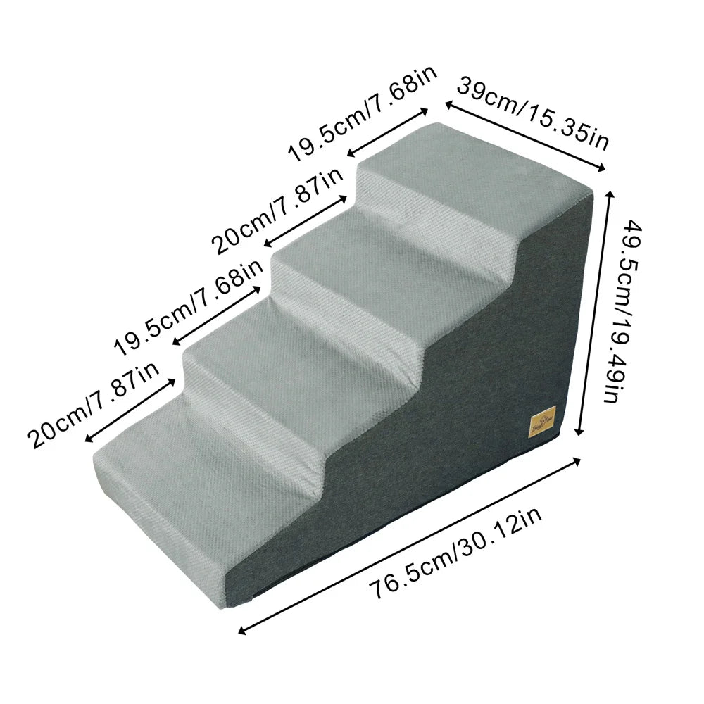 Small Dog Stairs, Ramp, Ladder High-Density Foam Sponge Dogs Sofa Removable and Washable Training Pet Ramp Stairs 3/4/5 Steps