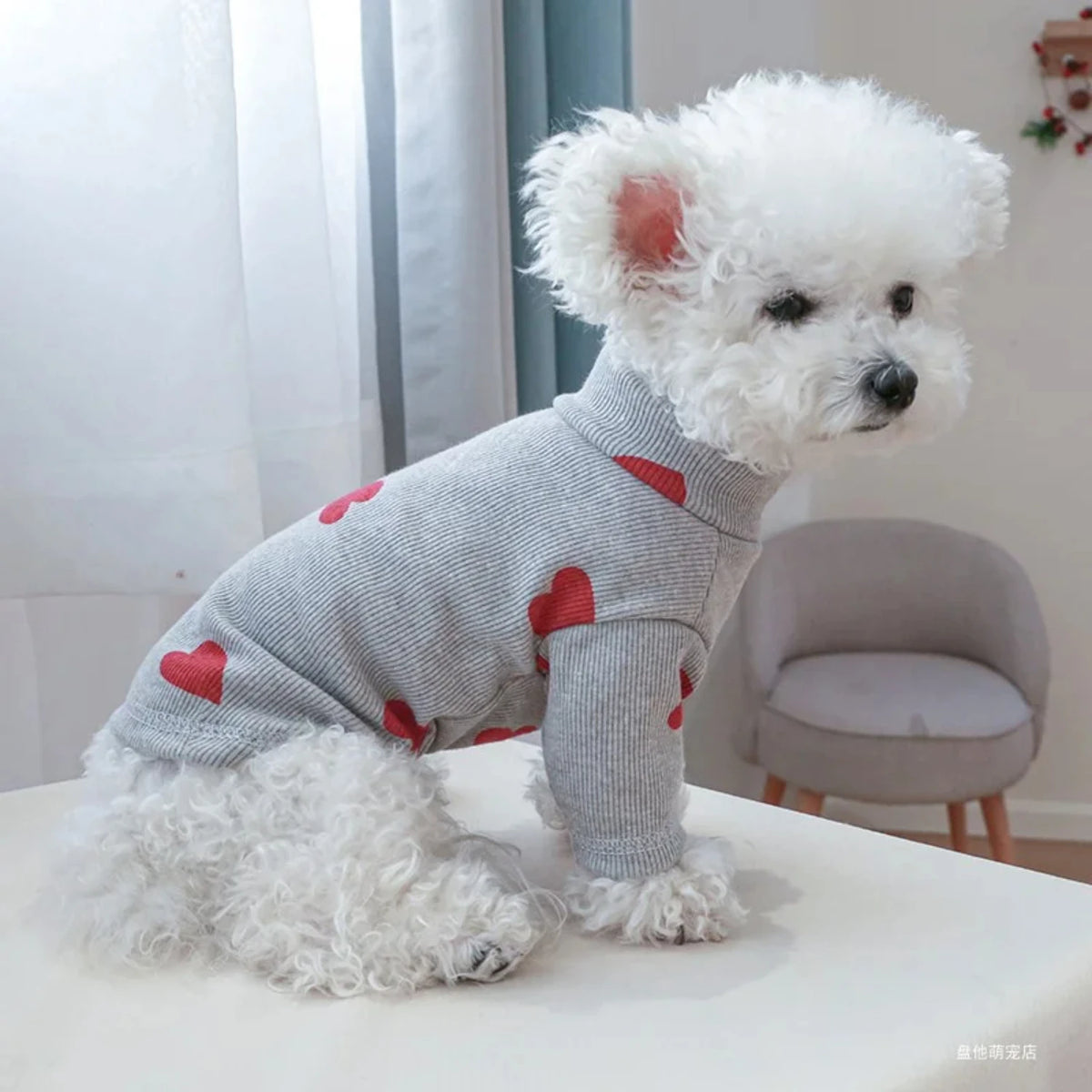 Small Dog Puppy Clothes Shirt Fit Small Dog Pet All seasons Love printed Valentine's Day bottom shirt