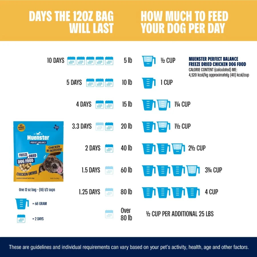 Perfect Balance Chicken Bites Freeze-Dried Dog Food, for All Life Stages, use as a Meal, Meal Topper or Training Treat, 12 oz P
