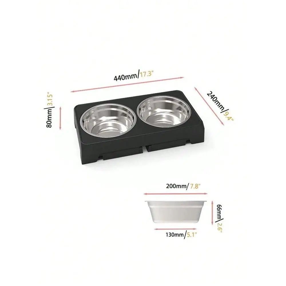 Dog Bowl, Adjustable Elevated Dog Bowls for all Stages of Growth, Durable Plastic Stainless Steel, Raised Pet Feeding Station