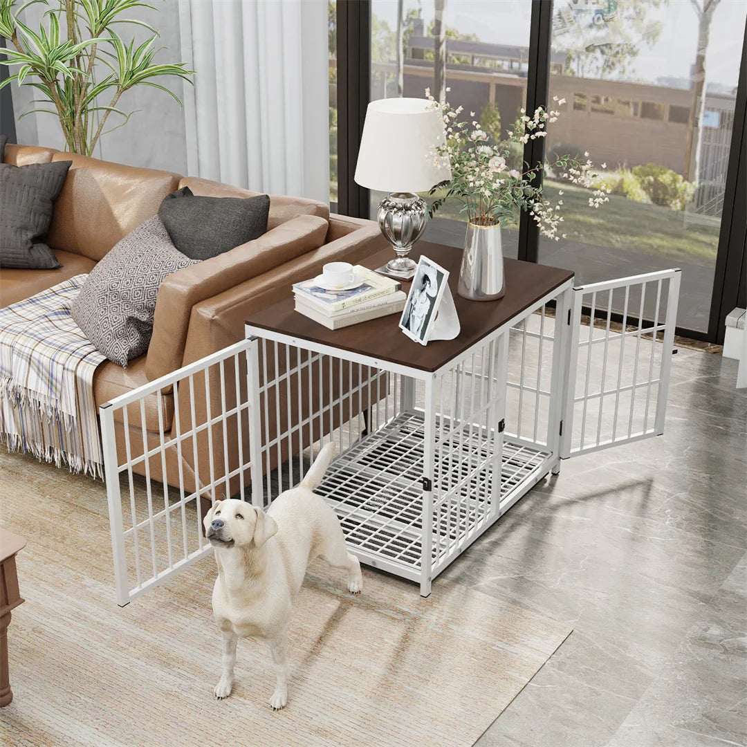 Furniture Style Dog Crate End Table Indoor Pet Kennel with Three Doors and Removable Tray for Small Medium Large Dogs