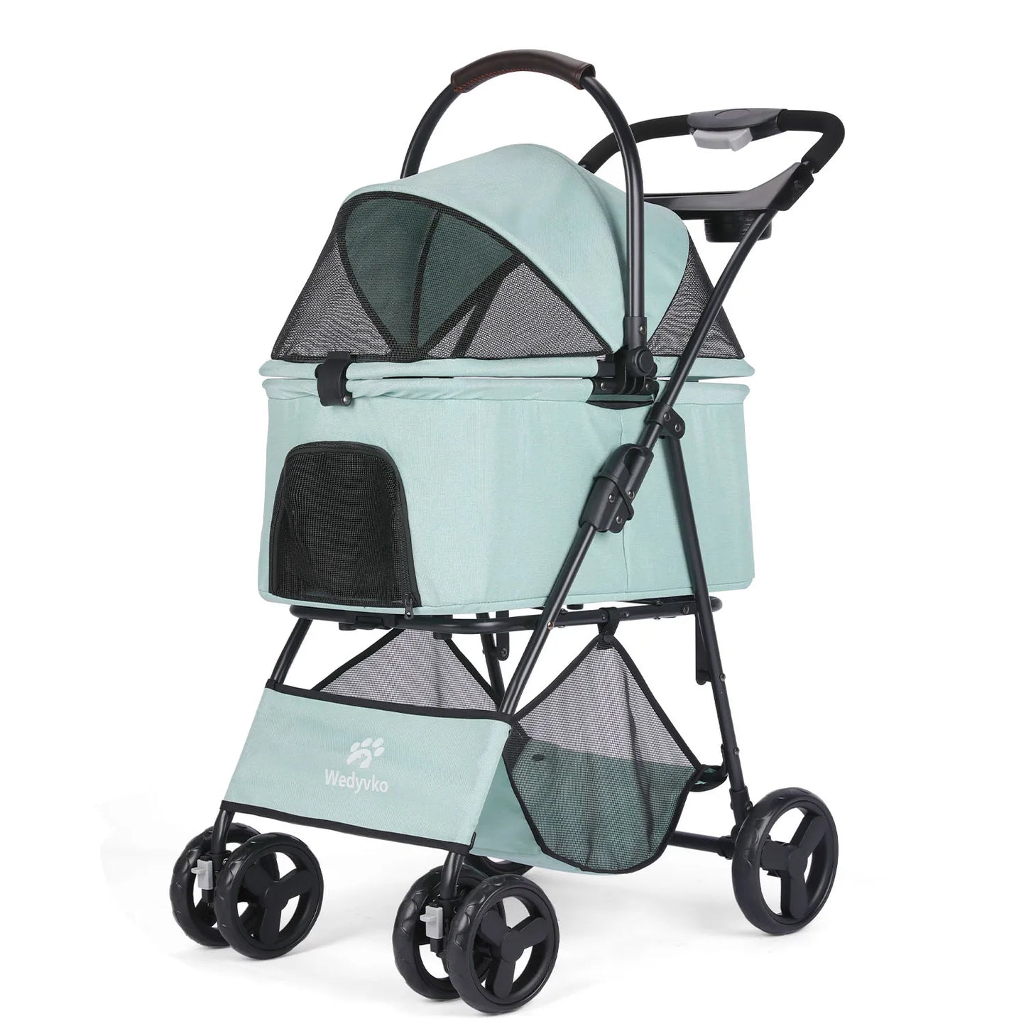 3 in 1 Pet Stroller with Removable Carrier, Folding Stroller for Small/Medium Dogs, Waterproof, All-Terrain, with Sun Screen