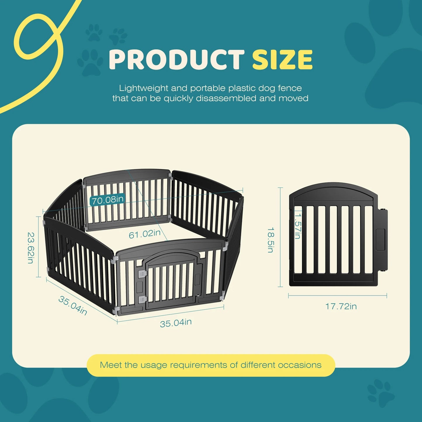 Plastic Dog Playpen 6 Panel 24 inch Expandable Durable Pet Fence for Medium Dogs Indoor Outdoor Folding Portable Puppy Playpen