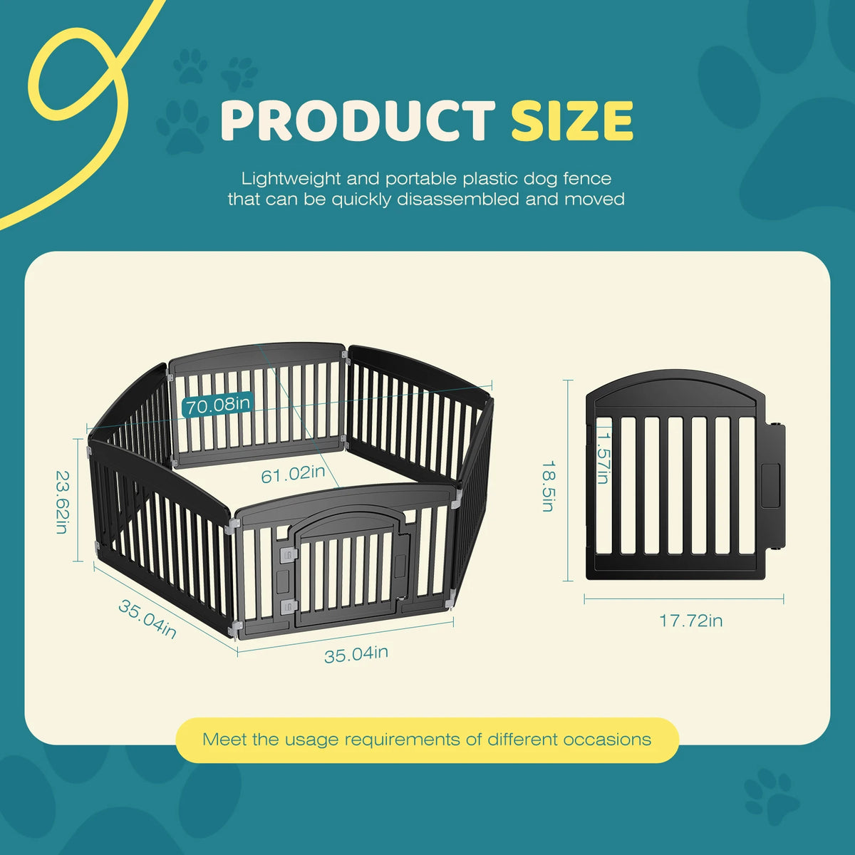 Plastic Dog Playpen 4 and 6 Panel 24 Inch Expandable Durable Pet Fence for Medium Dogs Indoor Outdoor Folding Portable Puppy Playpen