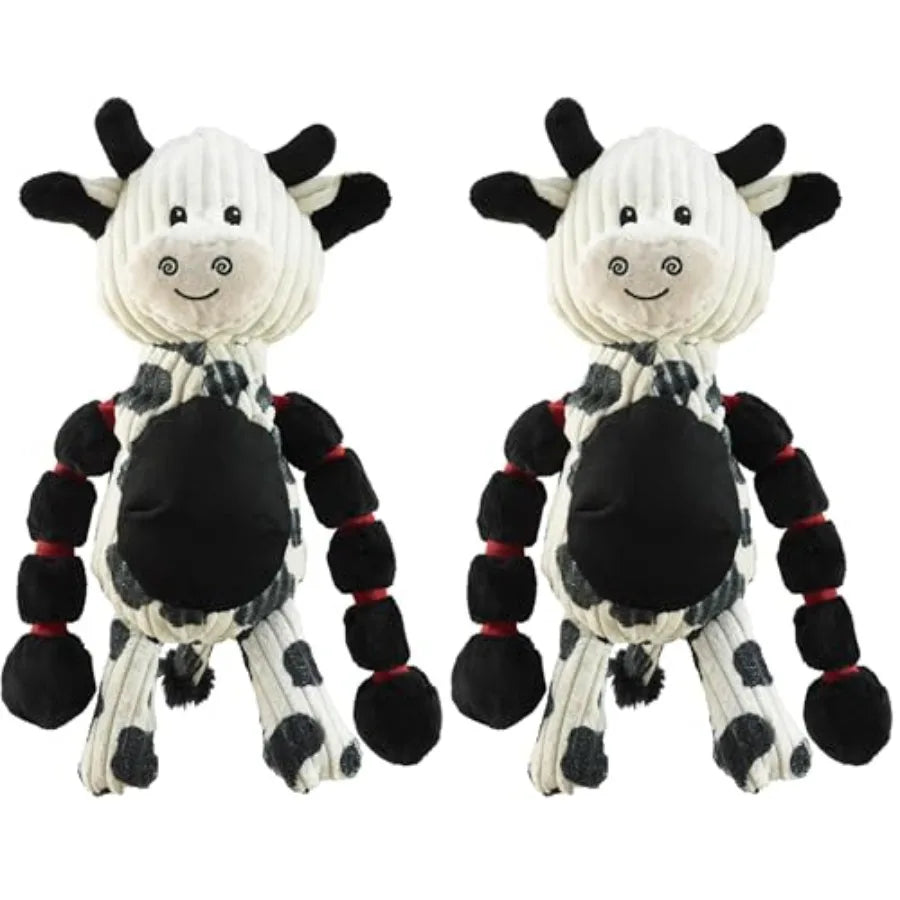 Charming Pet Thunda Tugga Cow Plush and Squeaky Dog Tug Toy Pack of 2