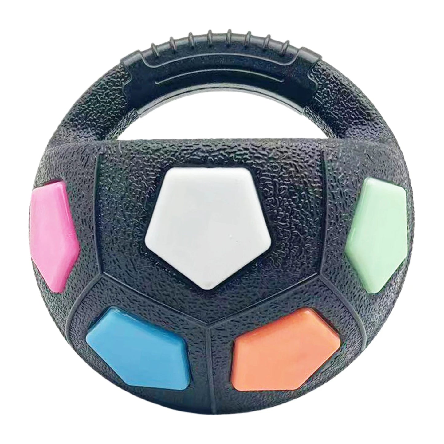 Dog Calming Ball with Handle Football Shape Interactive Squeaky Toy for Small Medium Large Breeds