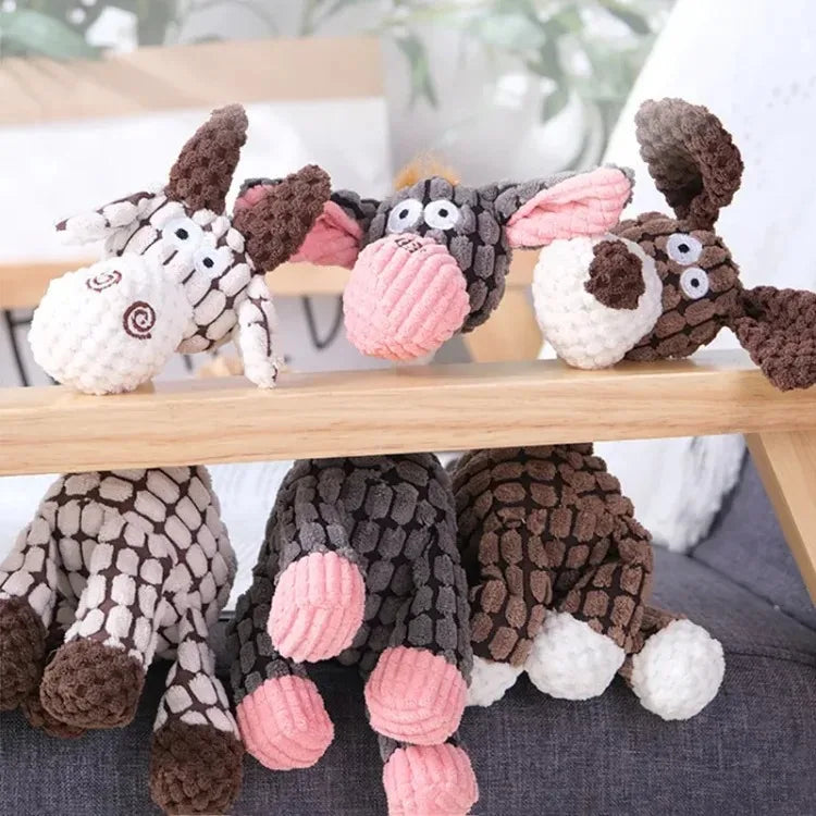 Plush Squeaky Puppy Chew Toys Teething Training Dog Toys for Small Dogs Cute Donkey or Bunny Designs