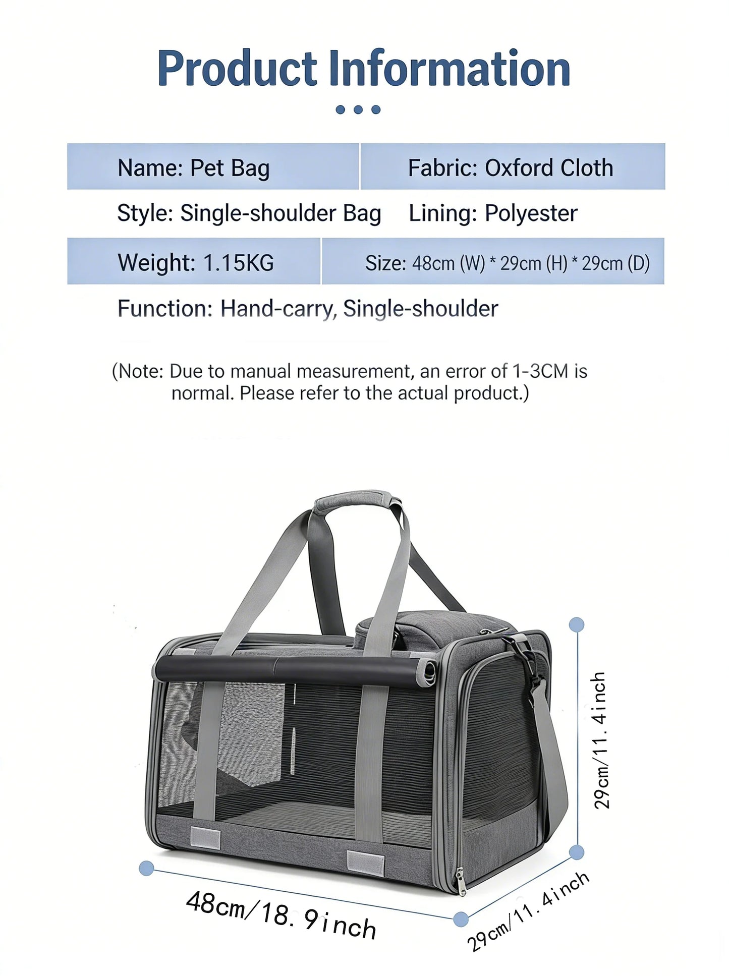 Portable Expandable Small Dog Travel Bag Soft-Sided Transparent Breathable Lightweight Handheld or Crossbody Outdoor Pet Bag Stylish