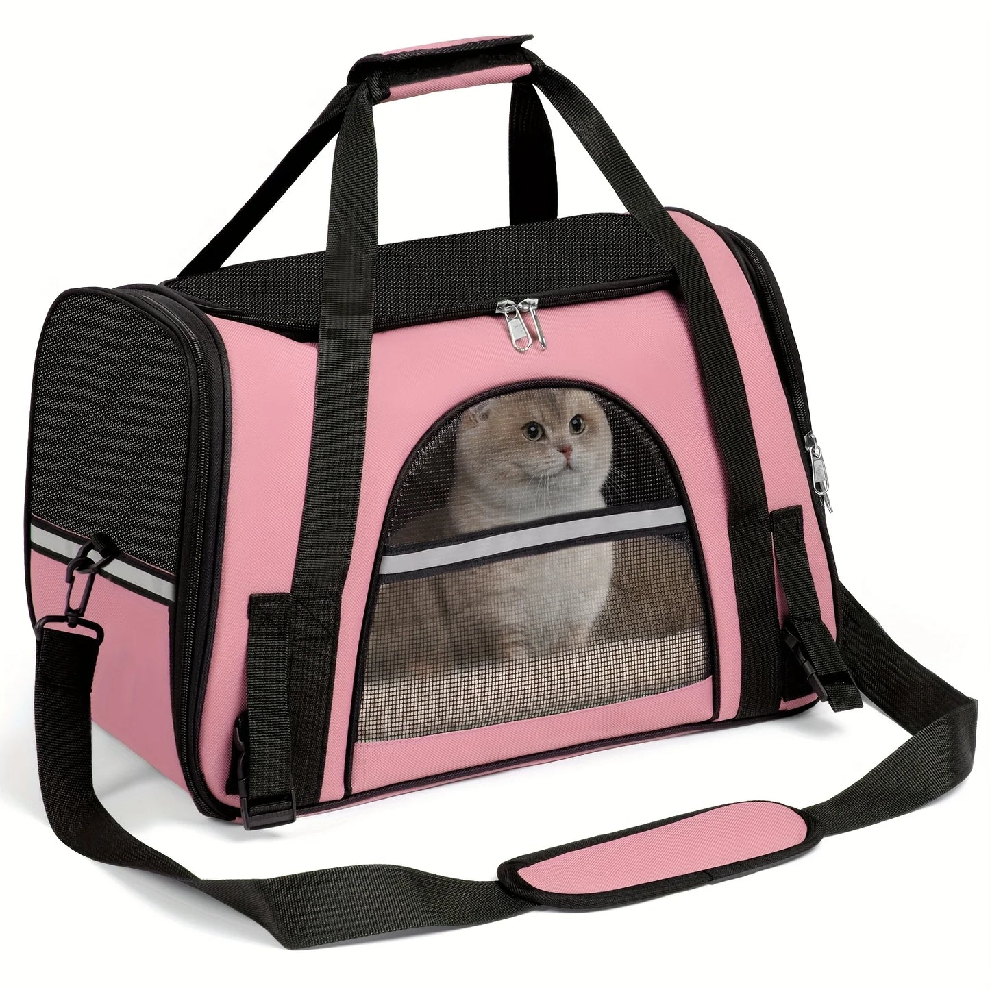 Carriers for Small Dogs and Cats, Secure Zipper Anti-Escape Pet Carrier Backpack | Spacious Ventilated Foldable Cat/Dog Travel Bag | Car & Airline Approved Collapsible Cage with Breathable Design