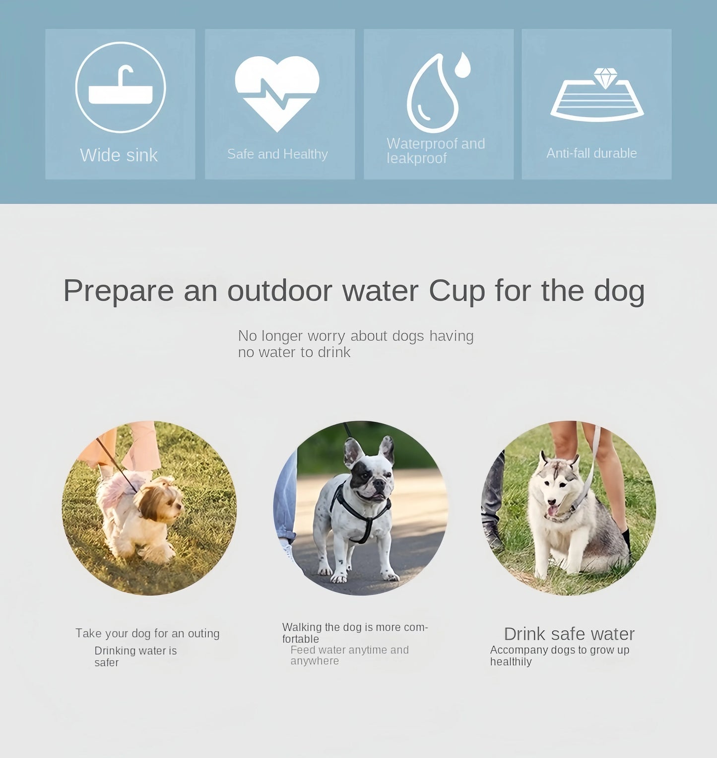 Portable Dog Water Bottle with Storage Food and Water Container for Small Dogs Feeder Bowl Outdoor Travel Supplies