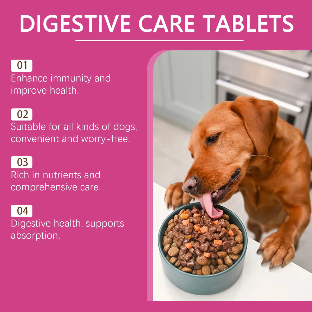 Pet Probiotic Chewable Tablets for Dogs Digestive Health Gut Flora Immune Support Diarrhea Relief Prebiotics Digestive Enzymes Chicken Flavor Daily Supplement for Puppy Sensitive Stomach Safe Natural Effective