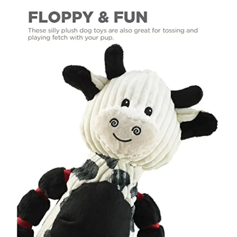 Charming Pet Thunda Tugga Cow Plush and Squeaky Dog Tug Toy Pack of 2