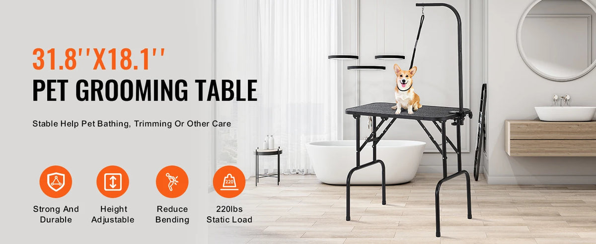 Pet Grooming Table Two Arms with Clamp Dog Station Foldable Pets Stand for Small Dogs with Grooming Loop