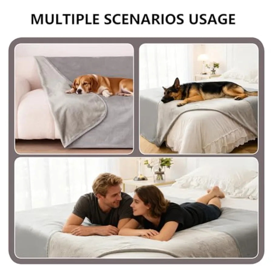 Waterproof Dog Blanket for Bed, Reversible Pet Couch Throw Blankets Leak Proof Sofa Protector for Furniture Machine Washable