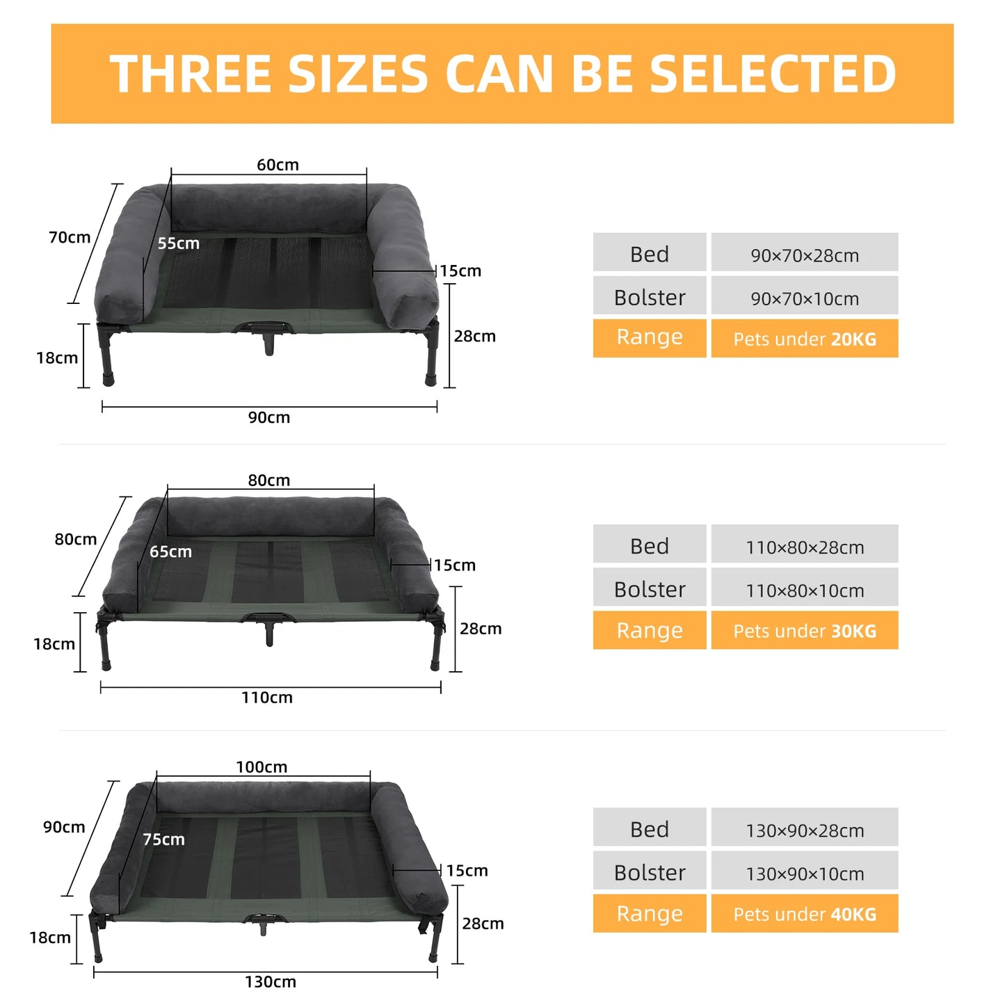 Dog Bed for Dogs Indoor Outdoor Elevated Pet Lounger Bed with Detachable Plush Bolster Cooling  Summer L XL 2XL
