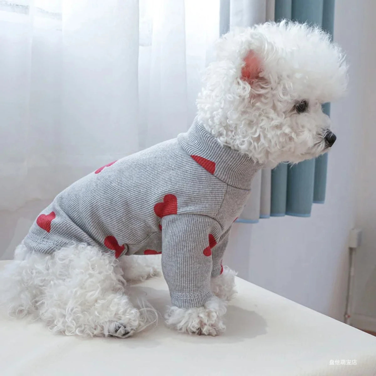 Small Dog Puppy Clothes Shirt Fit Small Dog Pet All seasons Love printed Valentine's Day bottom shirt
