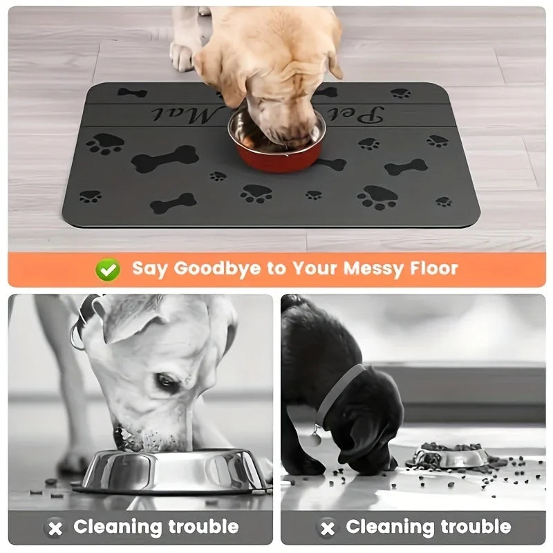 Absorbent Placemat For Dogs, Pet Feeding Mat For Food And Water Bowls, Waterproof Rubber Backing Quick Dry Water Dispenser Mat