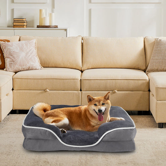 Orthopedic Dog Bed Memory Foam Pet Bed for Small Dogs with Washable Removable Cover Non-Slip Base Waterproof Liner