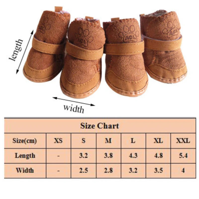 Small Dog Shoes 4pcs Thick Warm Rain Snow Carton Boots Walking Puppy Sneakers Dog Accessories