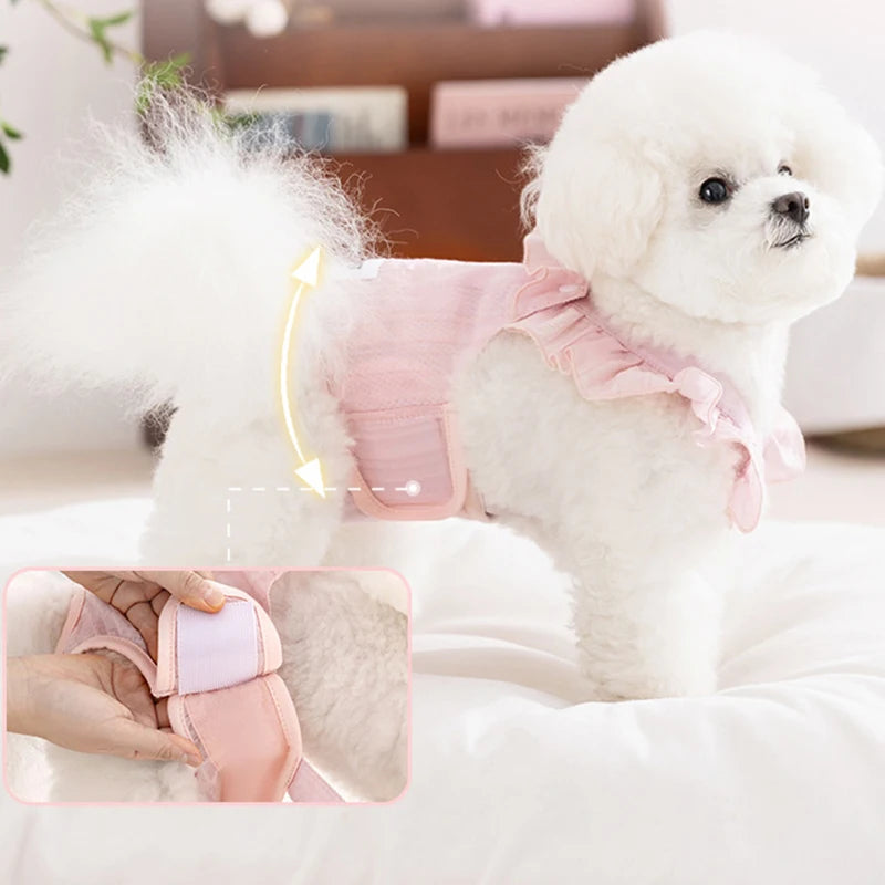 ink Suspender-Style Dog Sanitary Pants - Fashion Diaper Underwear for Small & Medium Girl Dogs