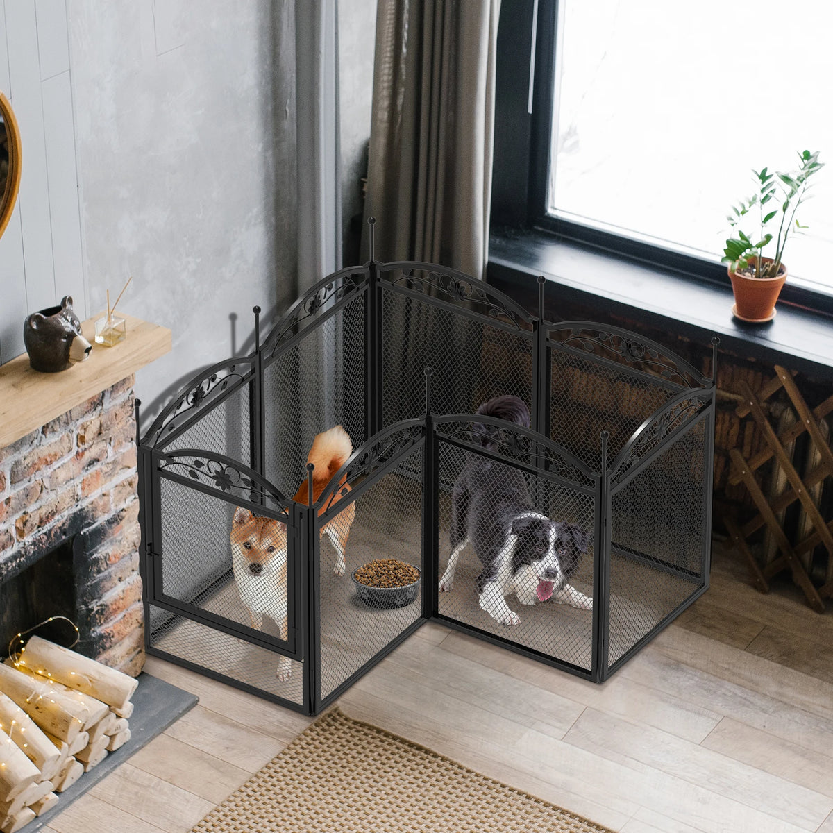 8 Panels DIY Heavy Duty Dog Playpen Pen Outdoor Indoor Dog Puppy Metal Fence with Waterproof Fertility Pad for Whelping, Training
