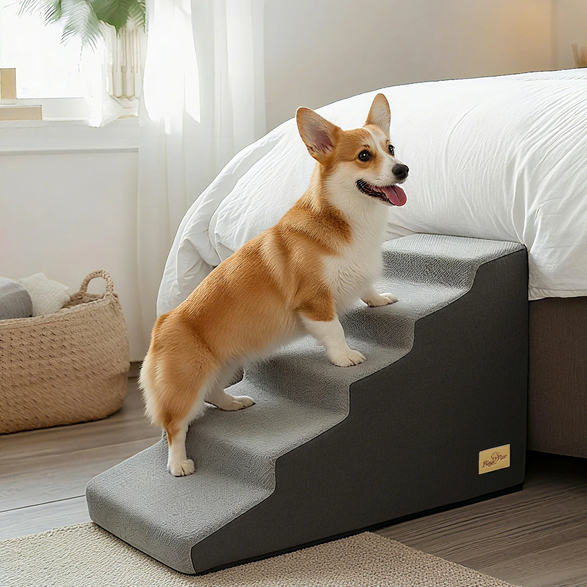 Small Dog Stairs, Ramp, Ladder High-Density Foam Sponge Dogs Sofa Removable and Washable Training Pet Ramp Stairs 3/4/5 Steps