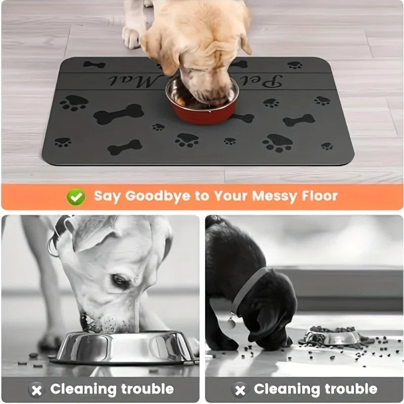 Absorbent Placemat For Dogs, Pet Feeding Mat For Food And Water Bowls, Waterproof Rubber Backing Quick Dry Water Dispenser Mat