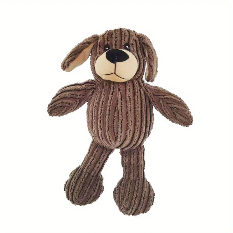 Plush Puppy Dog Chew Toy - Striped Stuffed Animal Chewable Puppies for Small to Medium Dogs - Ideal Gift for Puppies