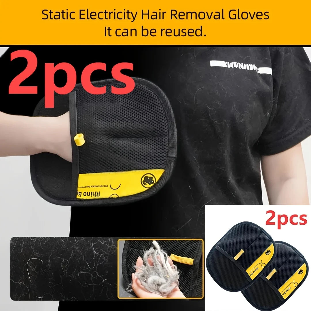 2-Piece Pet Hair Removal Gloves – Double-Sided Glove Style Brushes, Anti-Shedding Grooming Gloves, Grooming Supplies