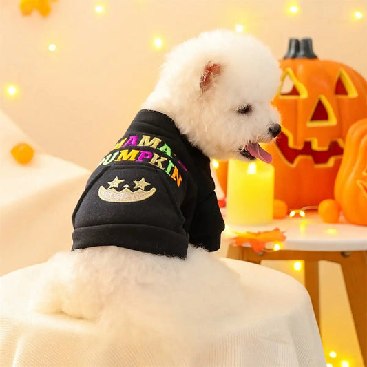 Dog Halloween Sweater Fashion Letter Embroidery Dog Sweatshirt Holiday Apparel For Festival Party Events